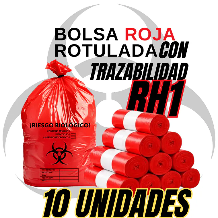 BOLSAS ROJAS ROTULADAS - RESID HOSPITALARIOS - TAMAÑO 90X120CM - CANECA EXTRA GRANDE 7