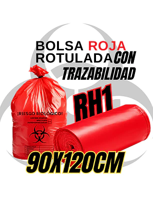 BOLSAS ROJAS ROTULADAS - RESID HOSPITALARIOS - TAMAÑO 90X120CM - CANECA EXTRA GRANDE