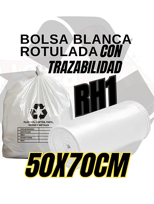 BOLSAS BLANCAS RECICLAJE - RESID APROVECHABLES - TAMAÑO 50X70 CM - PAPELERA MEDIANA