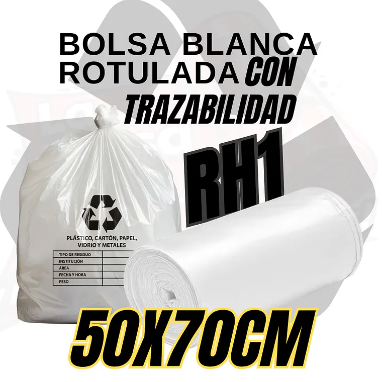 BOLSAS BLANCAS RECICLAJE - RESID APROVECHABLES - TAMAÑO 50X70 CM - PAPELERA MEDIANA 1