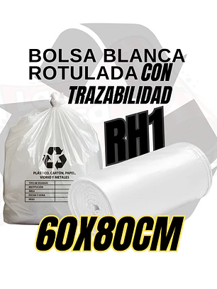 BOLSAS BLANCAS RECICLAJE - RESID APROVECHABLES - TAMAÑO 60X80CM - PAPELERA SEMI GRANDE 