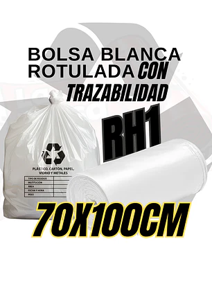 BOLSA BLANCA RECICLAJE - RESID APROVECHABLES - TAMAÑO 70X100CM - CANECA GRANDE