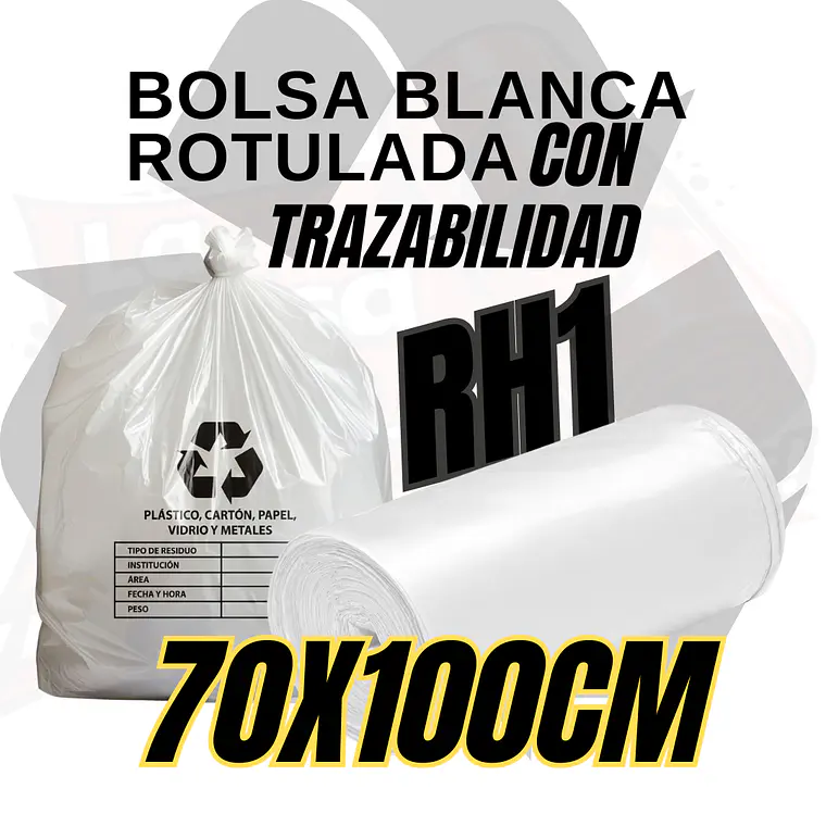 BOLSA BLANCA RECICLAJE - RESID APROVECHABLES - TAMAÑO 70X100CM - CANECA GRANDE 1