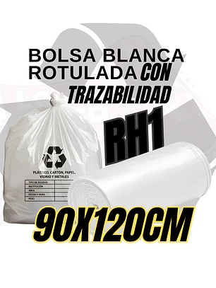 BOLSAS BLANCAS RECICLAJE - RESID APROVECHABLES - TAMAÑO 90X120CM - CANECA EXTRA GRANDE 