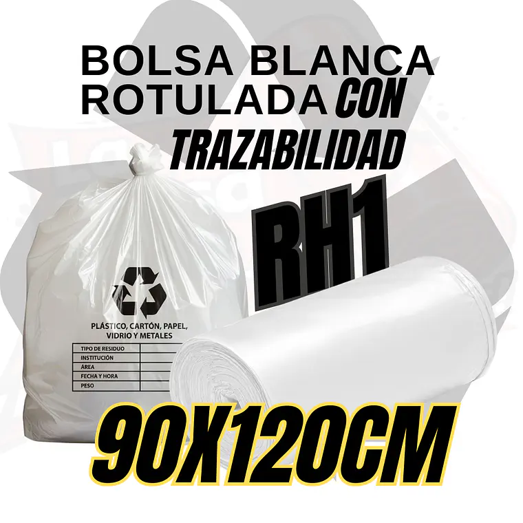 BOLSAS BLANCAS RECICLAJE - RESID APROVECHABLES - TAMAÑO 90X120CM - CANECA EXTRA GRANDE  1