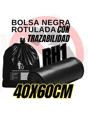 BOLSAS NEGRAS ROTULADAS - RESID NO APROVECHABLES - TAMAÑO 40X60CM - PAPELERA PEQUEÑA