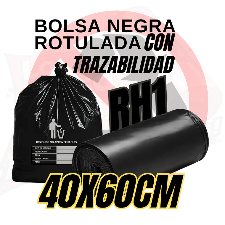 BOLSAS NEGRAS ROTULADAS - RESID NO APROVECHABLES - TAMAÑO 40X60CM - PAPELERA PEQUEÑA 1