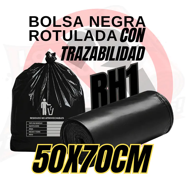 BOLSAS NEGRAS ROTULADAS - RESID NO APROVECHABLES - TAMAÑO 50X70CM - PAPELERA MEDIANA 1