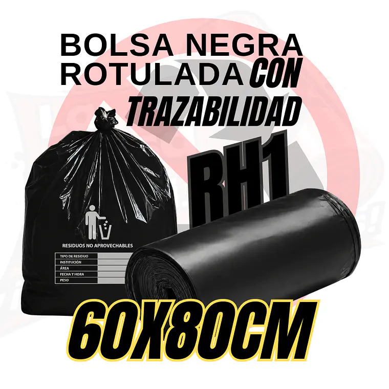 BOLSAS NEGRAS ROTULADAS - RESID NO APROVECHABLES - TAMAÑO 60X80CM -  PAPELERA SEMI GRANDE 1
