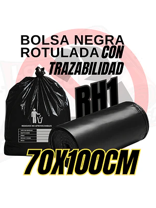 BOLSAS NEGRAS ROTULADAS - RESID NO APROVECHABLES - TAMAÑO 70X100CM - CANECA GRANDE