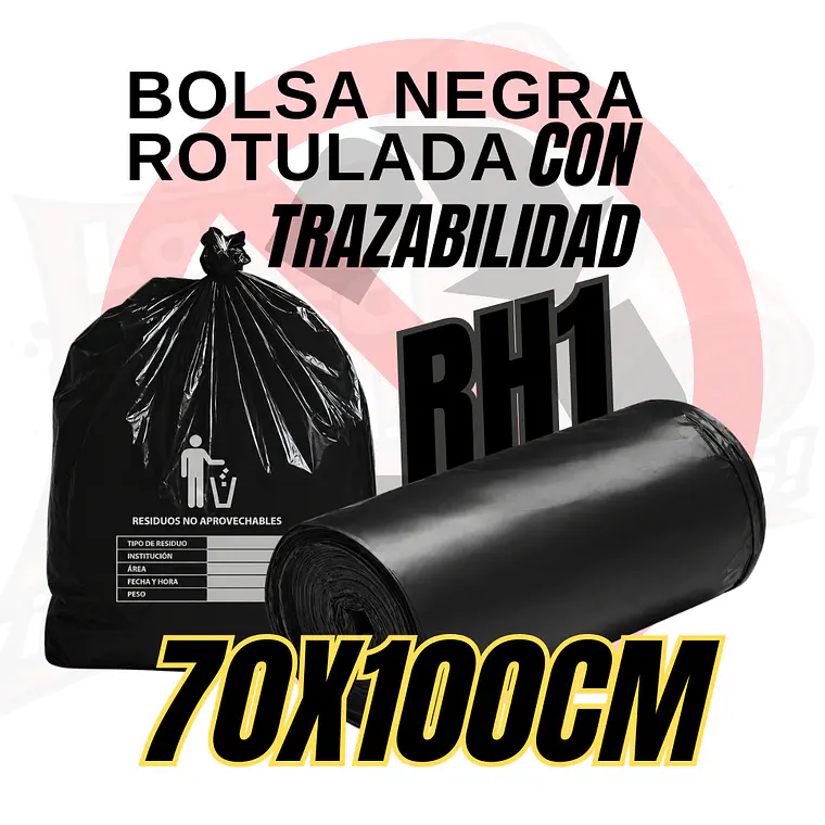 BOLSAS NEGRAS ROTULADAS - RESID NO APROVECHABLES - TAMAÑO 70X100CM - CANECA GRANDE 1
