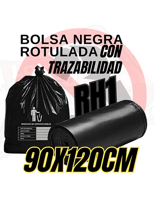 BOLSAS NEGRAS ROTULADAS - RESID NO APROVECHABLES - TAMAÑO 90X120CM - CANECA EXTRA GRANDE