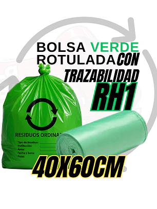 BOLSAS VERDES ROTULADA - RESID ORDINARIOS - TAMAÑO 40X60CM - PAPELERA PEQUEÑA