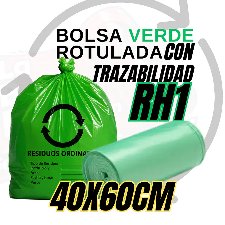 BOLSAS VERDES ROTULADA - RESID ORDINARIOS - TAMAÑO 40X60CM - PAPELERA PEQUEÑA 1
