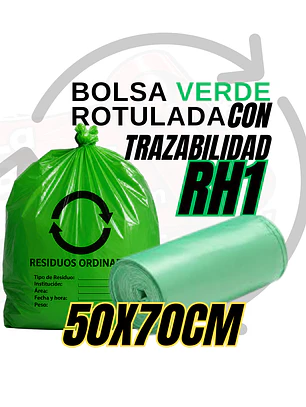 BOLSAS VERDES ROTULADAS - RESID ORDINARIOS - TAMAÑO 50X70CM - PAPELERA MEDIANA