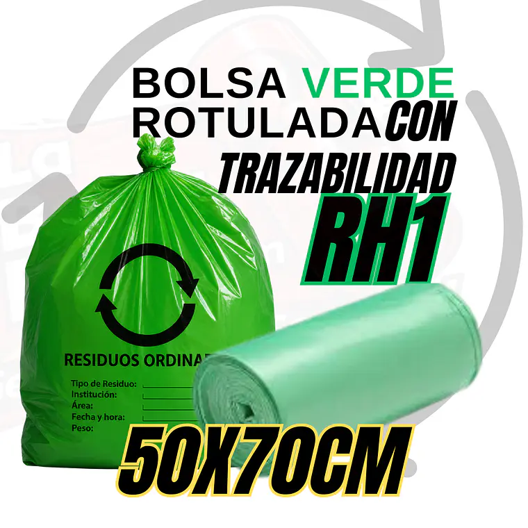BOLSAS VERDES ROTULADAS - RESID ORDINARIOS - TAMAÑO 50X70CM - PAPELERA MEDIANA 1