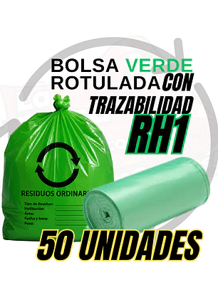 BOLSAS VERDES ROTULADAS - RESID ORDINARIOS - TAMAÑO 50X50CM - PAPELERA MEDIANA