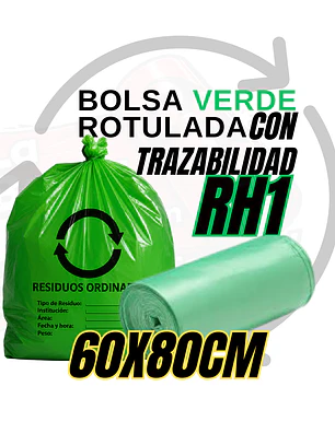 BOLSAS VERDES ROTULADAS - RESID ORDINARIOS - TAMAÑO 60X80CM - PAPELERA SEMI GRANDE