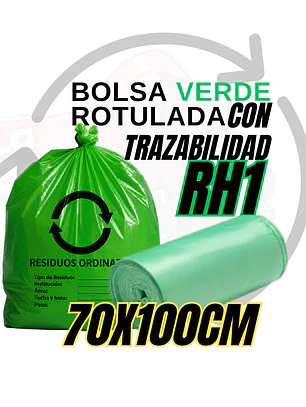 BOLSAS VERDES ROTULADAS - RESID ORDINARIOS - TAMAÑO 70X100CM - CANECA GRANDE
