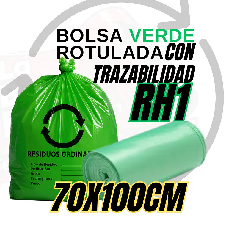 BOLSAS VERDES ROTULADAS - RESID ORDINARIOS - TAMAÑO 70X100CM - CANECA GRANDE 1