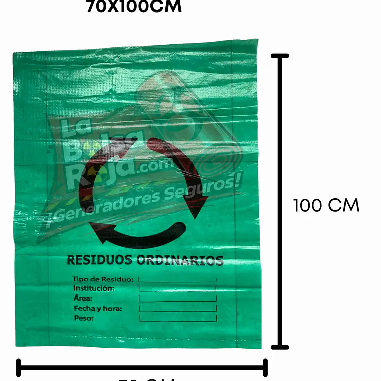 BOLSAS VERDES ROTULADAS - RESID ORDINARIOS - TAMAÑO 90X120CM - CANECA EXTRA GRANDE 2