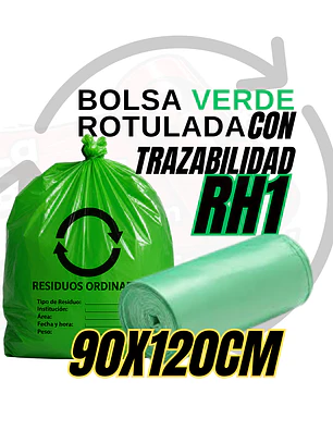 BOLSAS VERDES ROTULADAS - RESID ORDINARIOS - TAMAÑO 90X120CM - CANECA EXTRA GRANDE