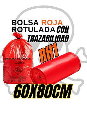 BOLSAS ROJAS ROTULADAS - RESPEL/QUIMICOS - TAMAÑO 60X80CM - PAPELERA SEMI GRANDE 