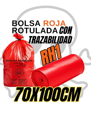 BOLSAS ROJAS ROTULADAS - RESPEL/QUIMICOS - TAMAÑO 70X100CM - CANECA GRANDE