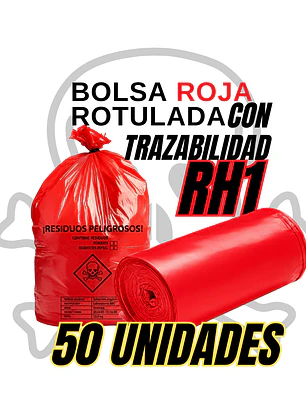 BOLSAS ROJAS ROTULADAS - RESPEL/QUIMICOS - TAMAÑO 70X100CM - CANECA GRANDE