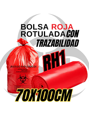 BOLSAS ROJAS ROTULADAS - RESID HOSPITALARIOS - TAMAÑO 70X100CM - CANECA GRANDE