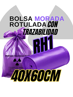BOLSAS MORADAS ROTULADAS - RESID RADIACTIVOS - TAMAÑO 40X60CM - PAPELERA PEQUEÑA 