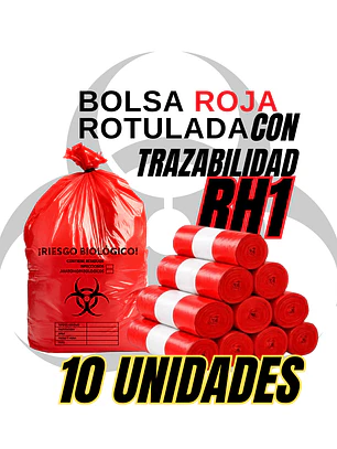 BOLSAS ROJAS ROTULADAS - RESID HOSPITALARIOS - TAMAÑO 60X80CM - PAPELERA SEMI GRANDE 