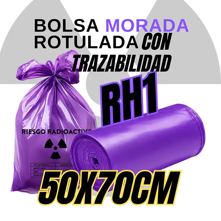 BOLSAS MORADAS ROTULADAS - RESID RADIACTIVOS - TAMAÑO 50X70CM - PAPELERA MEDIANA 1