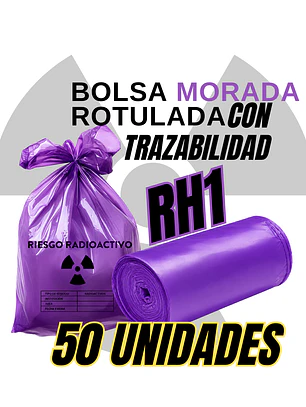 BOLSAS MORADAS ROTULADAS - RESID RADIACTIVOS - TAMAÑO 50X70CM - PAPELERA MEDIANA