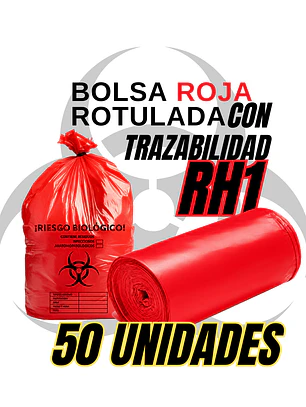 BOLSAS ROJAS ROTULADAS - RESID HOSPITALARIOS - TAMAÑO 50X70CM - PAPELERA MEDIANA
