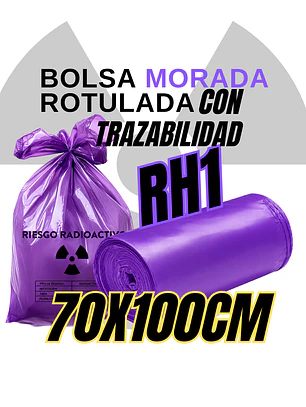 BOLSA MORADA ROTULADAS - RESID RADIACTIVOS  - TAMAÑO 70X100CM - CANECA GRANDE