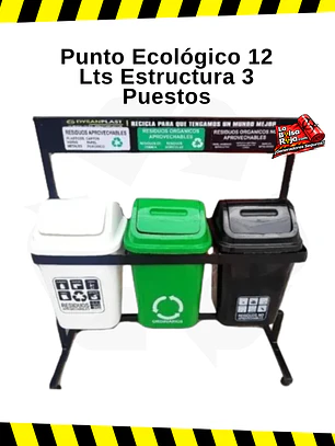 Punto Ecológico 12 Lts Estructura 3 Puestos