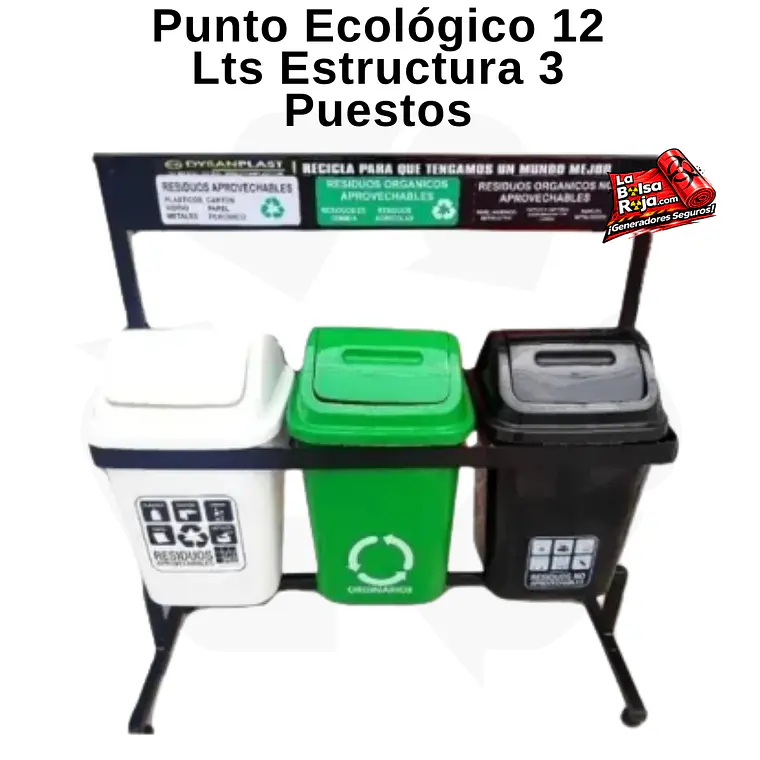 Punto Ecológico 12 Lts Estructura 3 Puestos 1