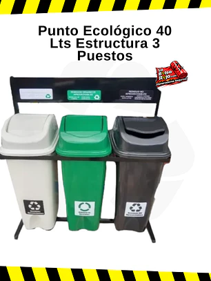 Punto Ecológico 40 Lts Estructura 3 Puestos