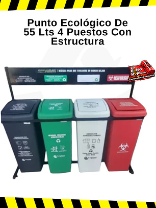 Punto Ecológico De 55 Lts 4 Puestos Con Estructura
