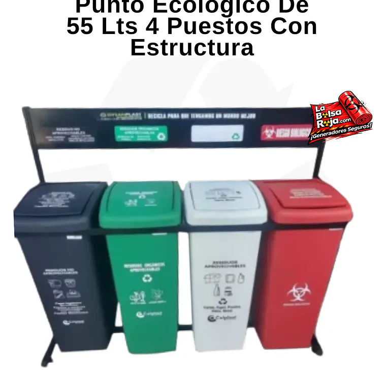 Punto Ecológico De 55 Lts 4 Puestos Con Estructura 1