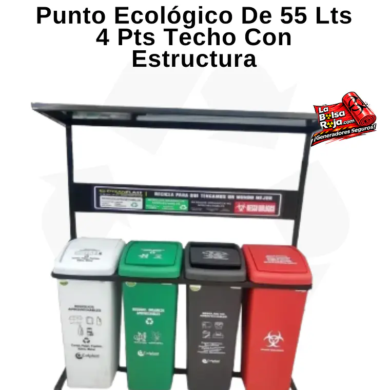 Punto Ecológico De 55 Lts 4 Pts Techo Con Estructura 1