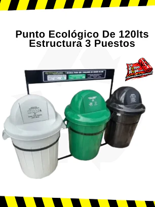 Punto Ecológico De 120lts Estructura 3 Puestos