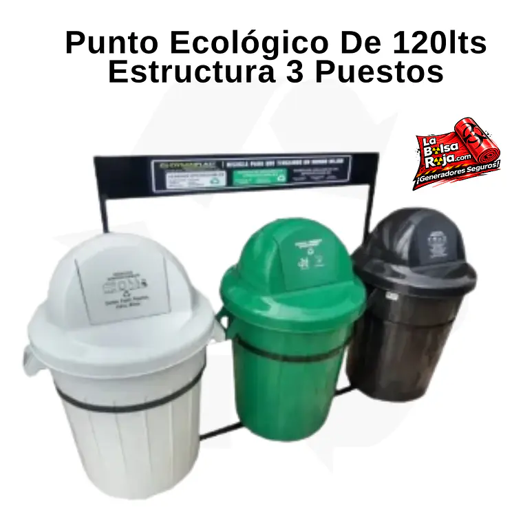 Punto Ecológico De 120lts Estructura 3 Puestos 1