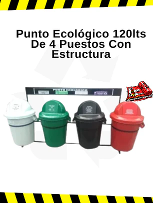 Punto Ecológico 120lts De 4 Puestos Con Estructura