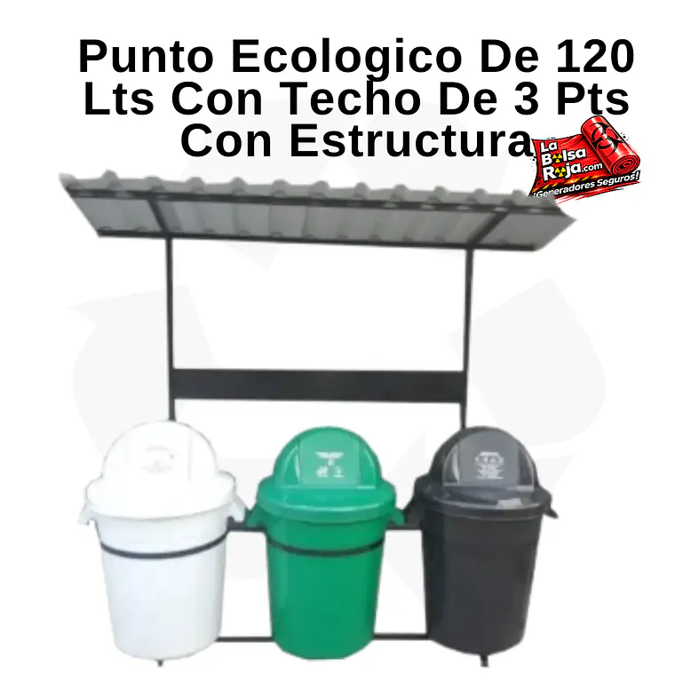 Punto Ecologico De 120 Lts Con Techo De 3 Pts Con Estructura 1