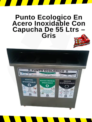 Punto Ecologico En Acero Inoxidable Con Capucha De 55 Ltrs – Gris