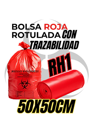 BOLSAS ROJAS ROTULADAS - RESID HOSPITALARIOS - TAMAÑO 50X50CM - PAPELERA MEDIANA