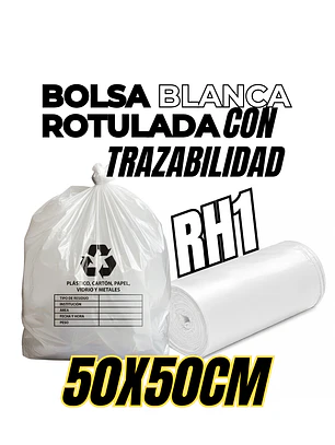 BOLSAS BLANCAS RECICLAJE - RESID APROVECHABLES - TAMAÑO 50X50 CM - PAPELERA MEDIANA