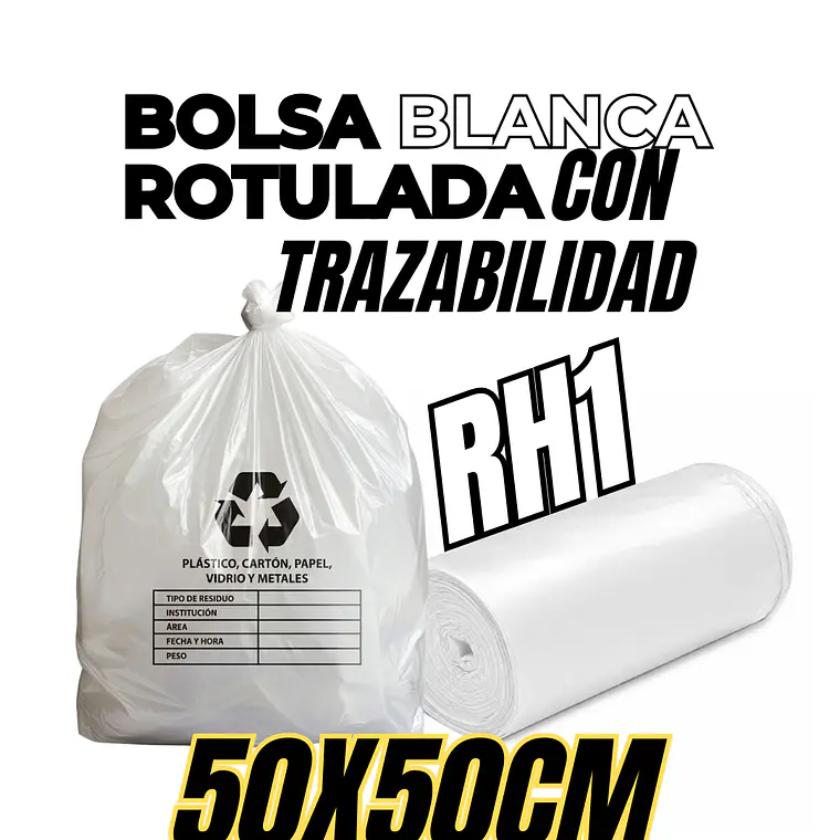 BOLSAS BLANCAS RECICLAJE - RESID APROVECHABLES - TAMAÑO 50X50 CM - PAPELERA MEDIANA 1